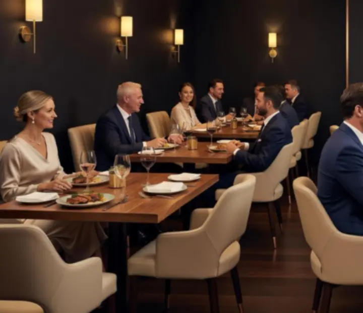 Guests enjoying offline poker in a dimly lit card lounge with premium poker tables