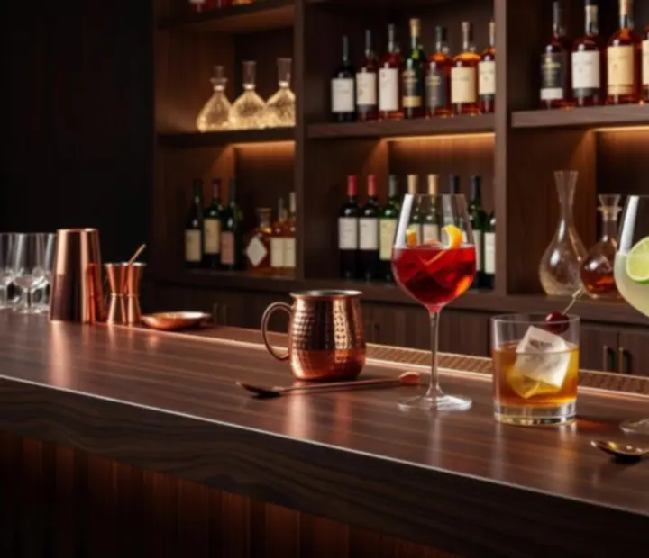 Signature cocktails and wine collection bar at The Velvet Token